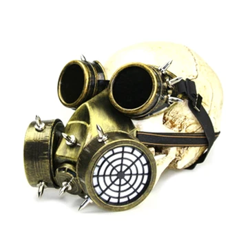 

Promotion! Steampunk Metal Gas Mask with Goggles, Death Mask Helmet for Halloween Costume