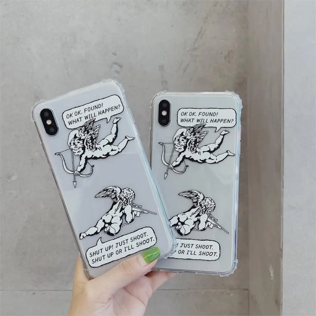 Cute cartoon classic cupid angel phone case for iphone Xs MAX XR X 6 6s 7 8 plus fun pattern soft TPU back cover |