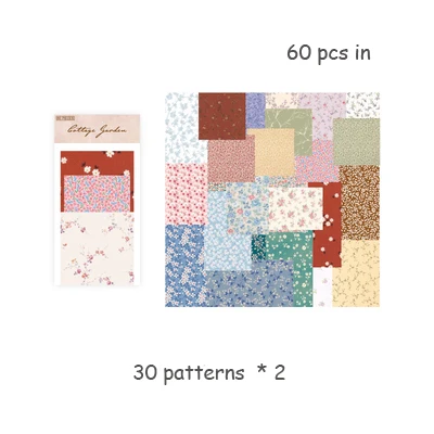 50/60 Sheets Retro Floral Material Paper Decorative Material Paper Journal Scrapbook Planner Kawaii Stationery School Supplies 01 suihua