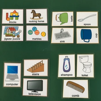 

Children's toys/kitchen/furniture/bathroom Learning English Pocket Cards Baby Montessori Word FlashCards Educational Toy For kid