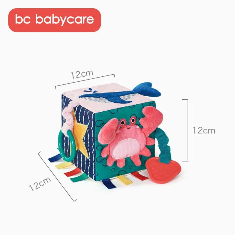 BC Babycare Soft Suede Baby Cloth Square Ball Toy Rustle Sound Distorting Mirror Sensory Educational Funny Rattle Teether Toys images - 6