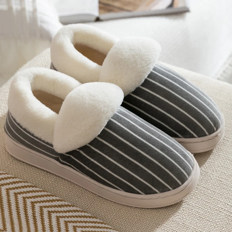 MENS SLIPPERS NEW WINTER WARM FUR COSY LUXURY EASY CLOSE STRAP INDOOR SHOES SIZE 