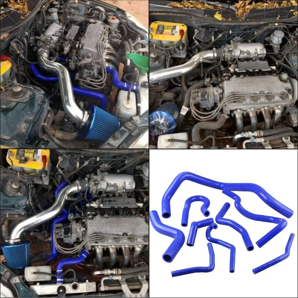 

9 Pcs Silicone Radiator Coolant Hose Silicone Hose Kit for Honda for Civic D15 D16 for Sohc Eg/Ek 92-00 Auto Silicone Tube