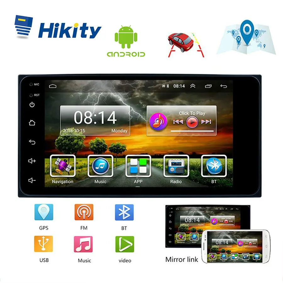 Hikity 2 din автомагнитола Android " HD 1080P Автомобильный мультимедийный MP5 плеер с gps Navigaton Wifi Bluetooth USB стерео для Toyota