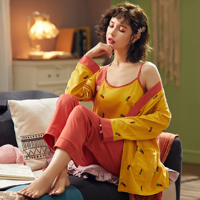 

Cotton maternity pajamas nursing thin pregnancy nightwear breast-feeding pregnant clothes set long sleeve sleep dress women