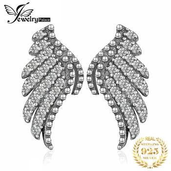 

JewelryPalace Angel Wing CZ Stud Earrings 925 Sterling Silver Earrings For Women Girls Korean Earrings Fashion Jewelry 2020