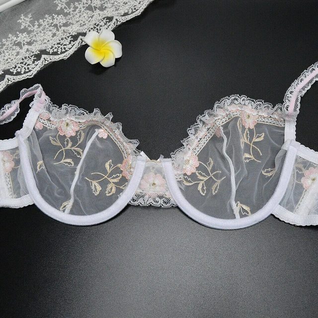 Yandw Lace Mesh Thin Bras For Women Sexy Lingerie See Through Perspective  Wire Transparent Hollow Plus Size - Bras - AliExpress