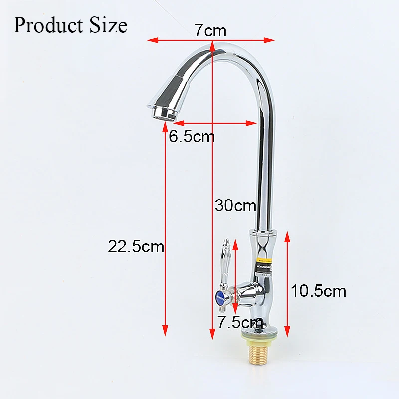 Kitchen Faucet 360 Rotate Mixer Faucet Durable Material Precision Machining for Kitchen Rubber Design Deck Mounted Crane