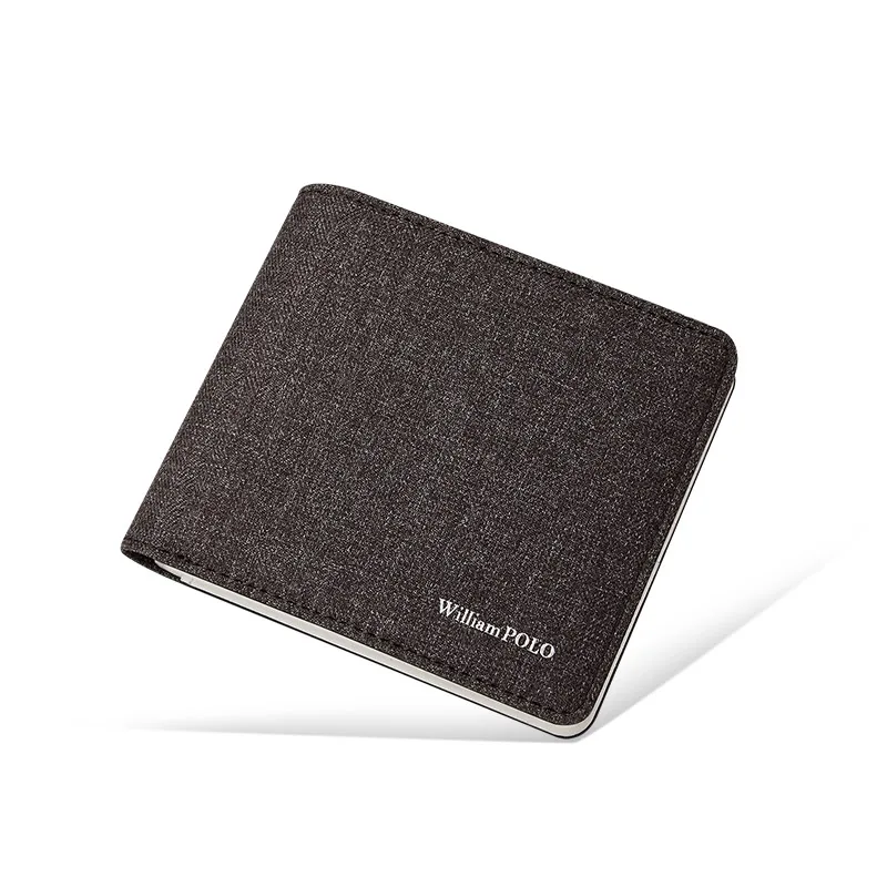 WILLIAMPOLO 2023 Slim Male Wallet Canvas Business Bank Card Holder Designer Luxury Small Purse Driver's Documents Mini Purse