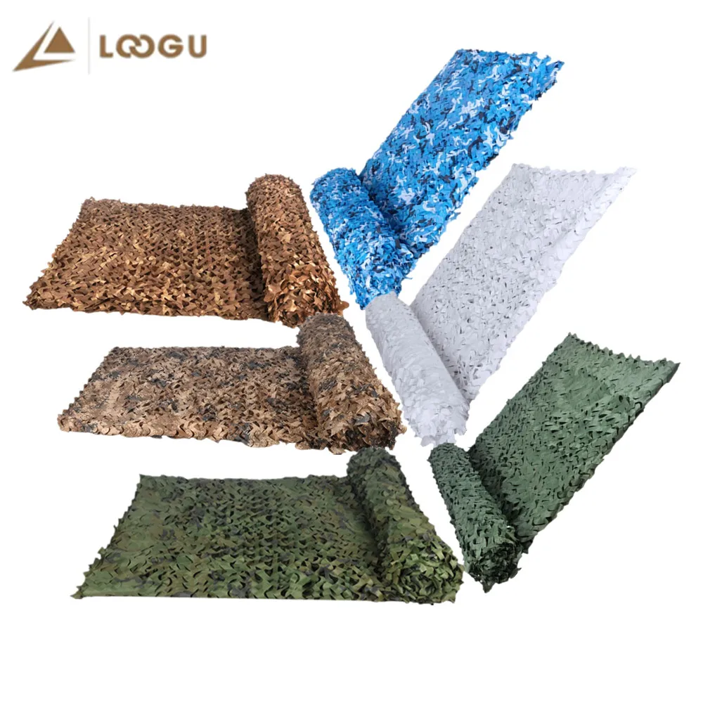 Billig LOOGU Verstärkt Militär Camo Netting Armee Camouflage Netze Sand Weiß Blau Schwarz Garten Schatten Verschleierung Mesh Versteckt Markisen