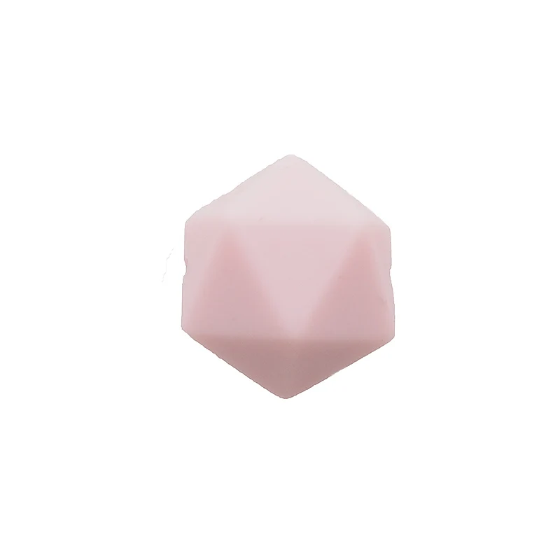 Quarlz Pink Chenkai, 100 шт., 17 мм, силиконовый икосаэдр, прорезыватель, бусины, Геометрическая бусина для детей, сделай сам, прорезыватель, ожерелье или браслет, аксессуары - Цвет: Quarlz Pink
