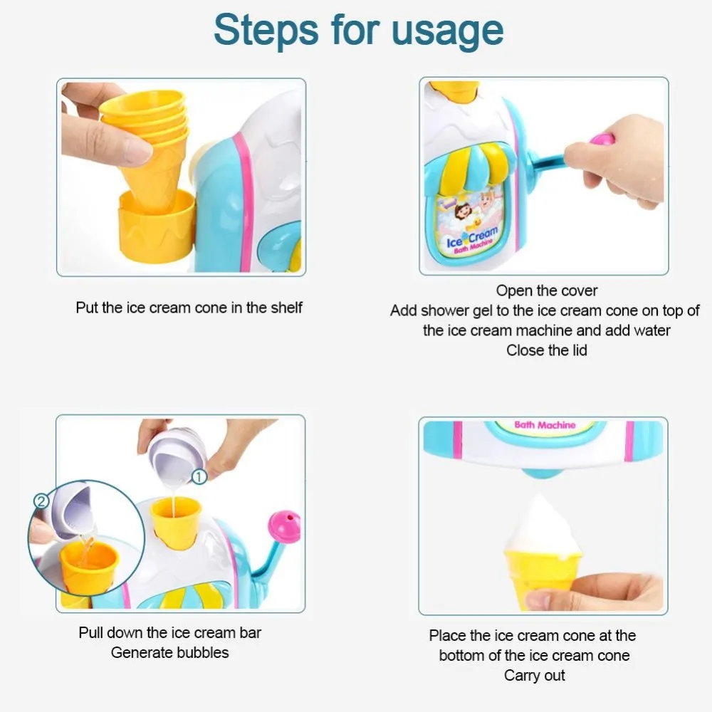Baby Ice Cream Bubble DIY Machine Toy for Children Bathroom Summer New Year  Gift Bath Activities Girl Boy Foam Maker Shower Game|Housekeeping Toys| -  AliExpress