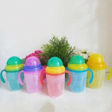 Детский двухслойный тренировочный стаканчик, соломенный двухслойный изолированный стеклянный стаканчик с двойной ручкой, обучающий стаканчик для детей, начинающих пить соломинку