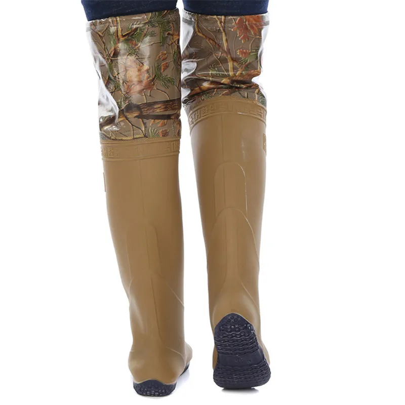 Camouflage Waders Fishing PVC Soft Sole Shoes Unisex Multi transplant rice seedlings Boots 60cm height