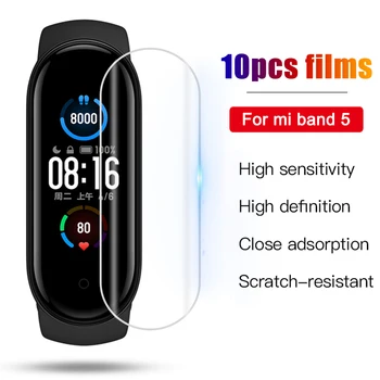 

10pcs HD Films Miband 5 For Xiaomi Mi Band 5 Full Screen Protective Case mi band 5 Protector Cover Protection soft Film