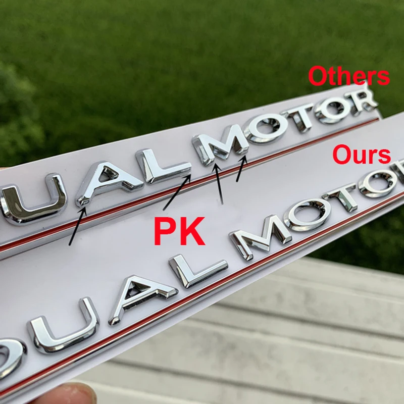 DUAL MOTOR Underlined Letters Emblem for Tesla Model 3 Car Styling Refitting High Performance Trunk Badge Sticker Chrome Black
