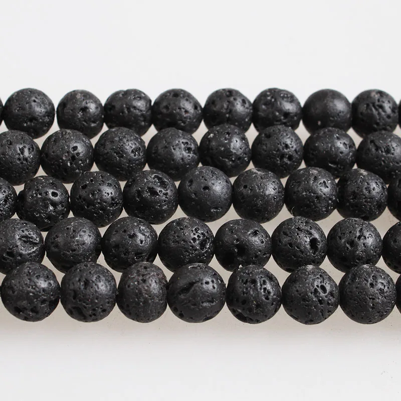 

Natural Stone Beads Black Lava Beads Volcanic Stone Loose Beads 4 6 8 10 12 14 16 18MM Beads For Diy Jewelry Making