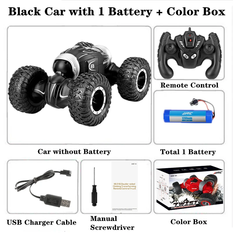 Радиоуправляемая машина на радиоуправлении 2,4 ГГц 4WD Twist-пустынные автомобили Внедорожные багги деформированные высокая скорость скалолазание RC автомобиль дети детские игрушки подарок - Цвет: Black-Color Box-1