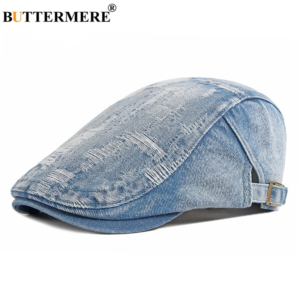 BUTTERMERE Men Ivy Caps Denim Light Blue Mens Berets British Style Male Cabbie Cap Spring Summer 2020 Brand New Driver Ivy Hat