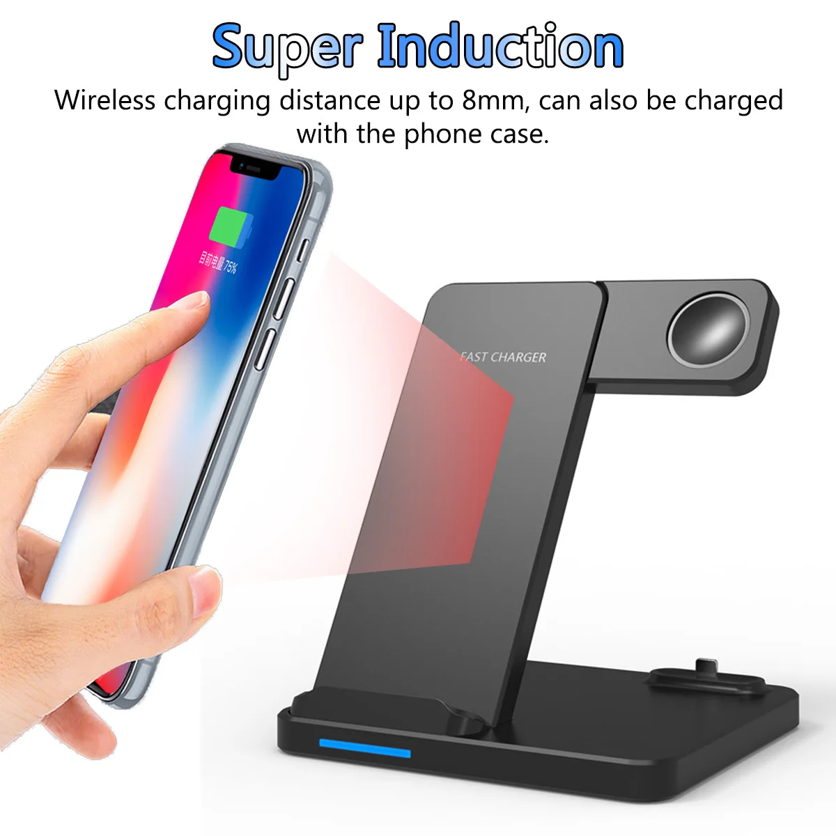 

New 15W Qi Wireless Charger Desktop Dock Holder For Apple Watch 3 in 1 Fast Charger Station Stand for iPhone Xr X XS for Airpod