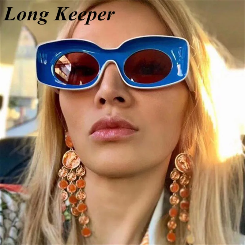 

Vintage Rectangle Sunglasses Women Oval Designer Ladies Big Frame Black Sun Glasses Brand Retro Skinny Candy Color Eyewear