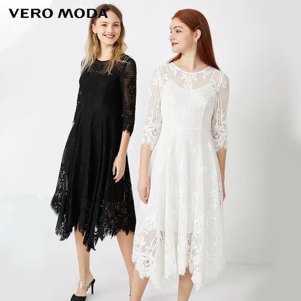 

Vero Moda Women's Round Neckline 3/4 Sleeves Lace Party Dress | 32027C513