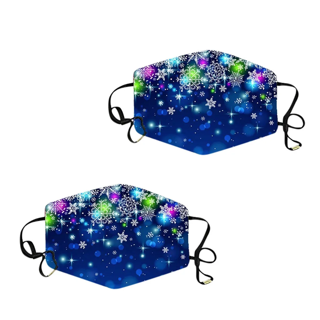 2 шт. модная многоразовая маска для лица взрослых Рождественские принты