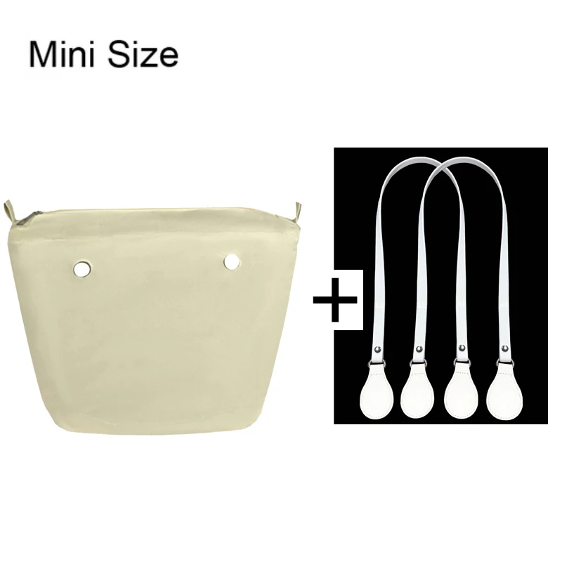 1set 85cm Long Microfiber Leather Handles with Canvas Floral Insert Inner Pocket for Classic Mini Obag O Bag Women Handbag 