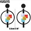KUGUYS Black Round Large Drop Earring for Womens Trendy Jewelry Acrylic Colorful Geometric Earrings Fashion Womans Accessories ► Photo 3/4