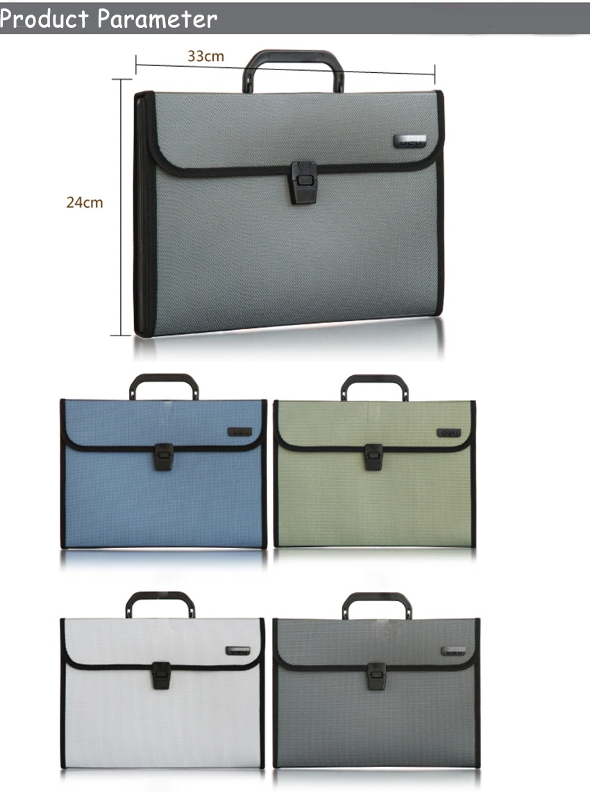 A4 12-pocket Expanding Wallet Paper Holder Document Storage Organizer Bag File Folder Business Briefcase School Stationery