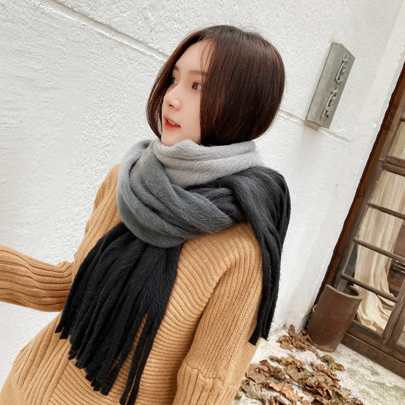 Bufanda invierno para mujer chales gruesos calientes envuelve para mujer bufandas sólidas manta calidad Pashmina D137