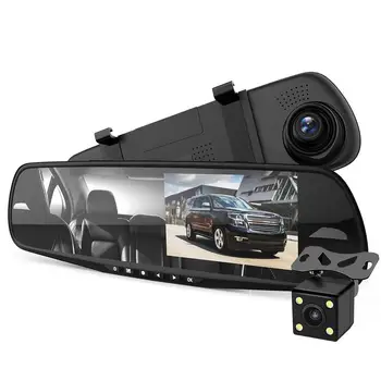 

170° Full Hd 1080P Dash Cam Car Dvr G-Gensor Loop Recording 4.3inch Dual Lens Motion Detection for 4.3''