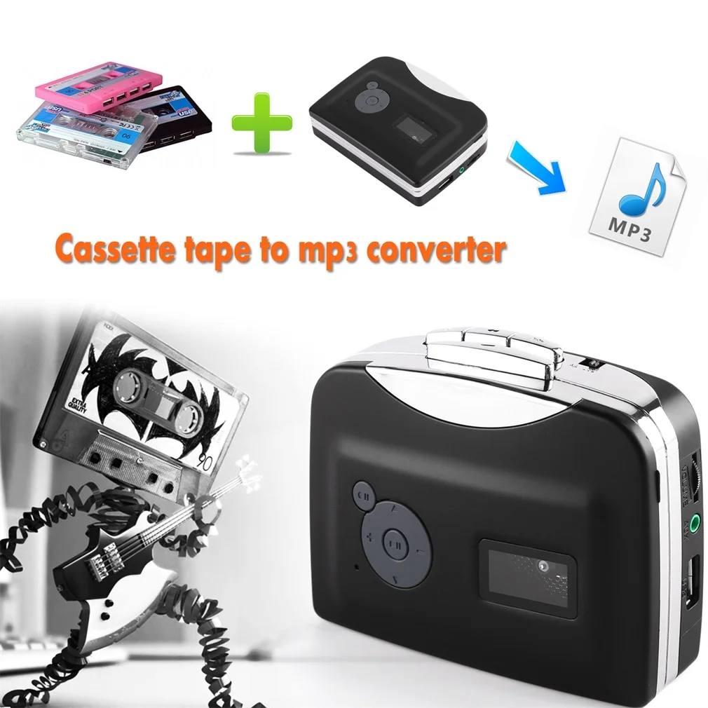 

Cassette Tape to MP3 Converter Conversion Player With Playback Stand Alone Plug and Play Small Size Portable