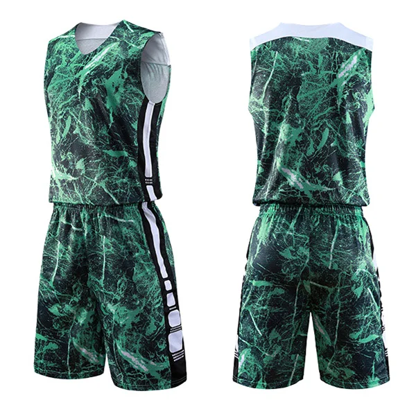 1710 green jersey Баскетбольная форменная одежда для мальчиков и девочек, комплект спортивной одежды, баскетбольная футболка, шорты, костюм Настройка печати - Цвет: 1710 green jersey