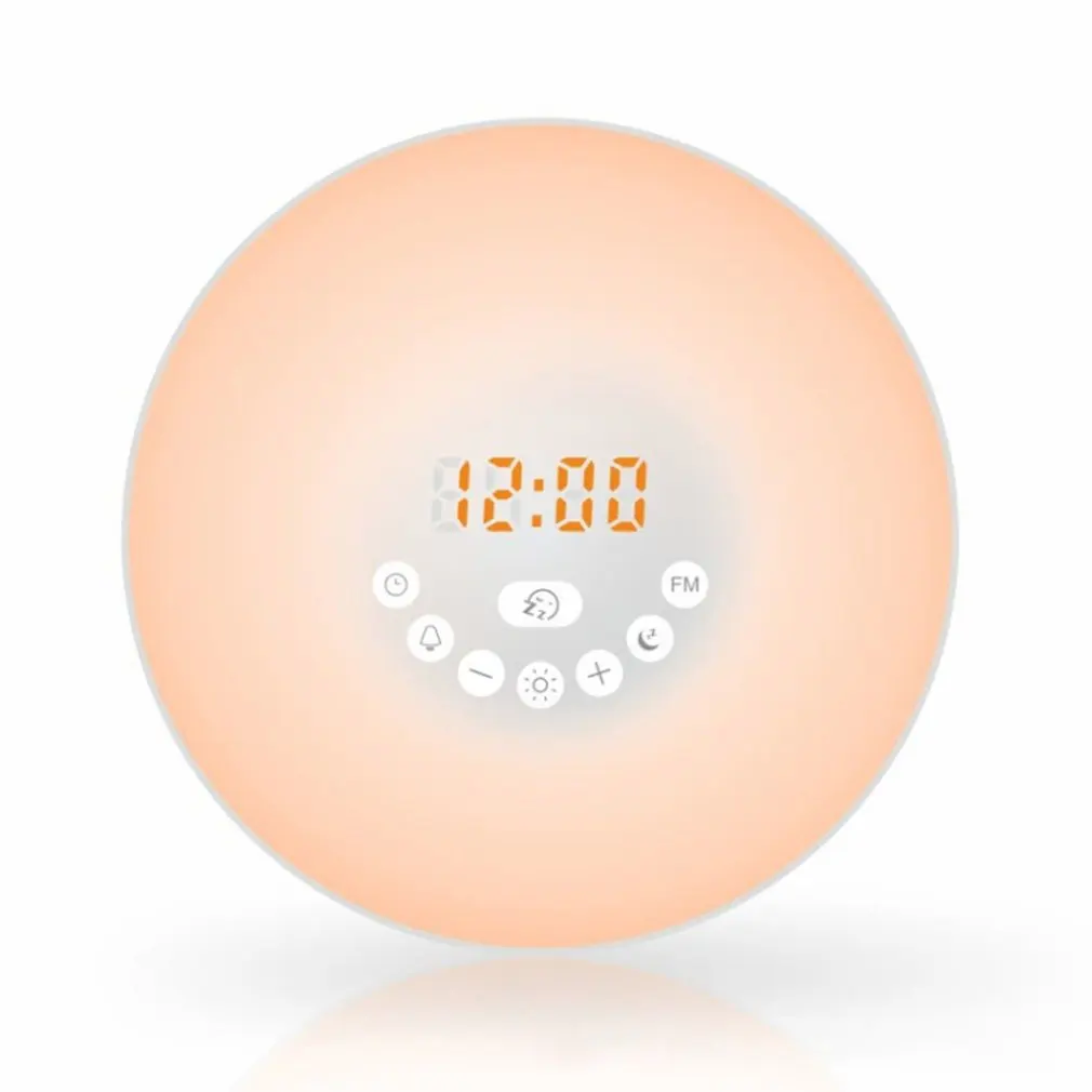 

Led Alarm Clock Bedside Atmosphere Light Intelligent Simulation Sunrise Wake-up Light Sunset Sleepless Night Light Colorful