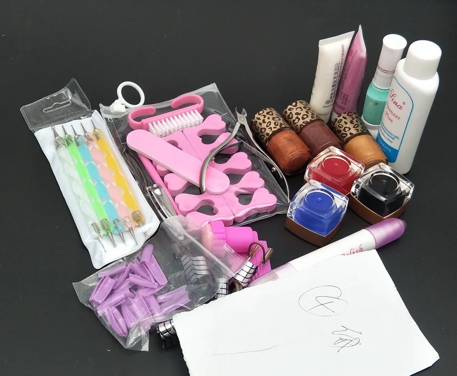Pro Acrylic Manicure Nail Kit Nail Polish Colorful UV Gel Dot Pen Nail Cleanser Acrylic Manicure 1
