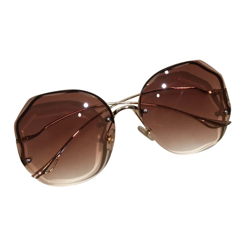 Tea Gradient Sunglasses Women Ocean Water Cut Trimmed Lens Metal