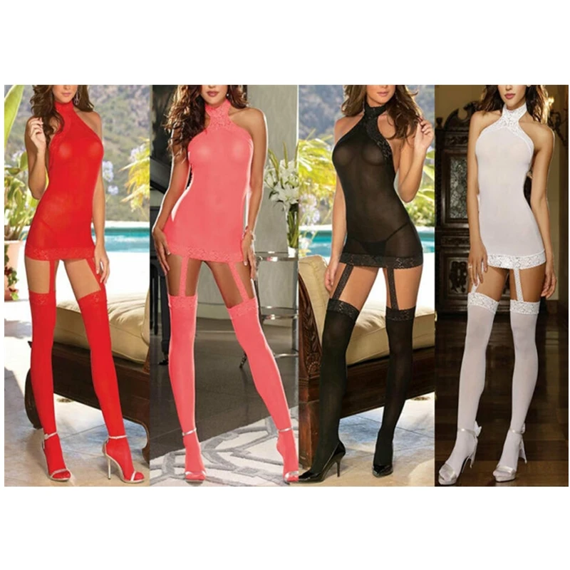Ночное белье сексуальное платье Babydoll женское кружевное с v образным вырезом