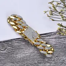 18 мм большой широкий хип-хоп Полный AAA CZ камень ледяной побрякушки кубинского снаряжения браслеты-цепочки для мужчин рэппер ювелирные изделия Прямая