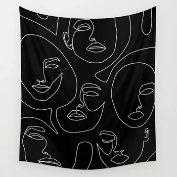 

Faces in Dark Tapestry Black Wall Hanging Tapestries Dorm Wall Art Home Decor Traveling Camping Beach Towel Yoga Mat