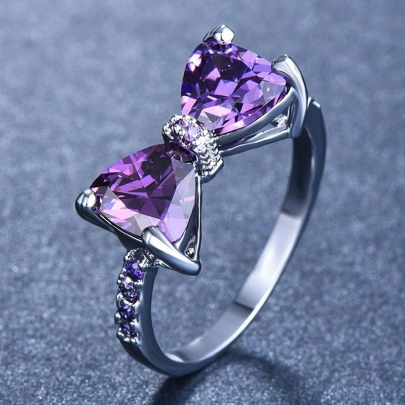 Exquisite Women Rings Bowknot Joint Silver Ring Romantic Female Engagement Party Jewelry Love Gifts