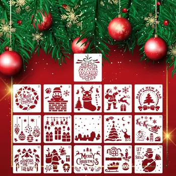 

16pcs/set DIY Merry Christmas Drawing Stencil Templates Embossing Paper Painting R9CB
