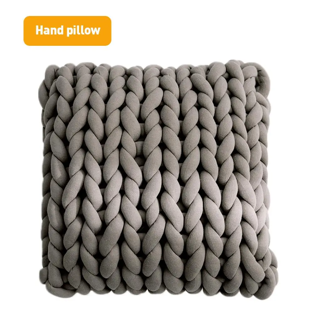 A Solid Knitted Square Thick Pillow Hand-woven Square Cotton Cushion For Living Room Home Christmas Supply - Цвет: A