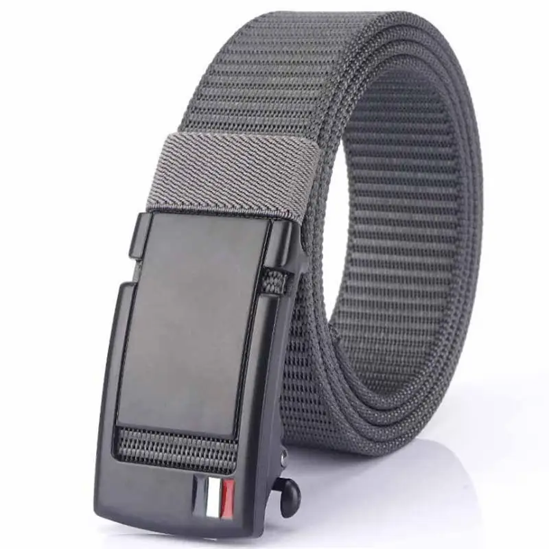SupSindy Cinturón de nailon para hombre, de con hebilla automática de negro de lujo para hombre, cintura vaquera de moda, correa para exteriores del ejército|Cinturones de hombre| -