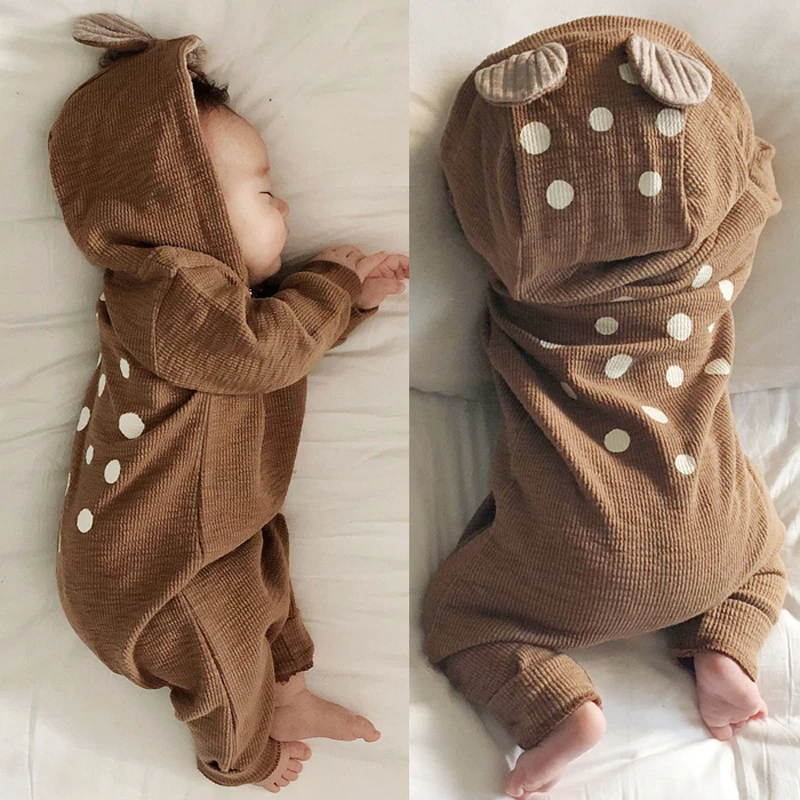 Spot Korean  baby cute clothes baby deer cap climbing newborn coat spring baby girl Bamboo fiber children's clothes