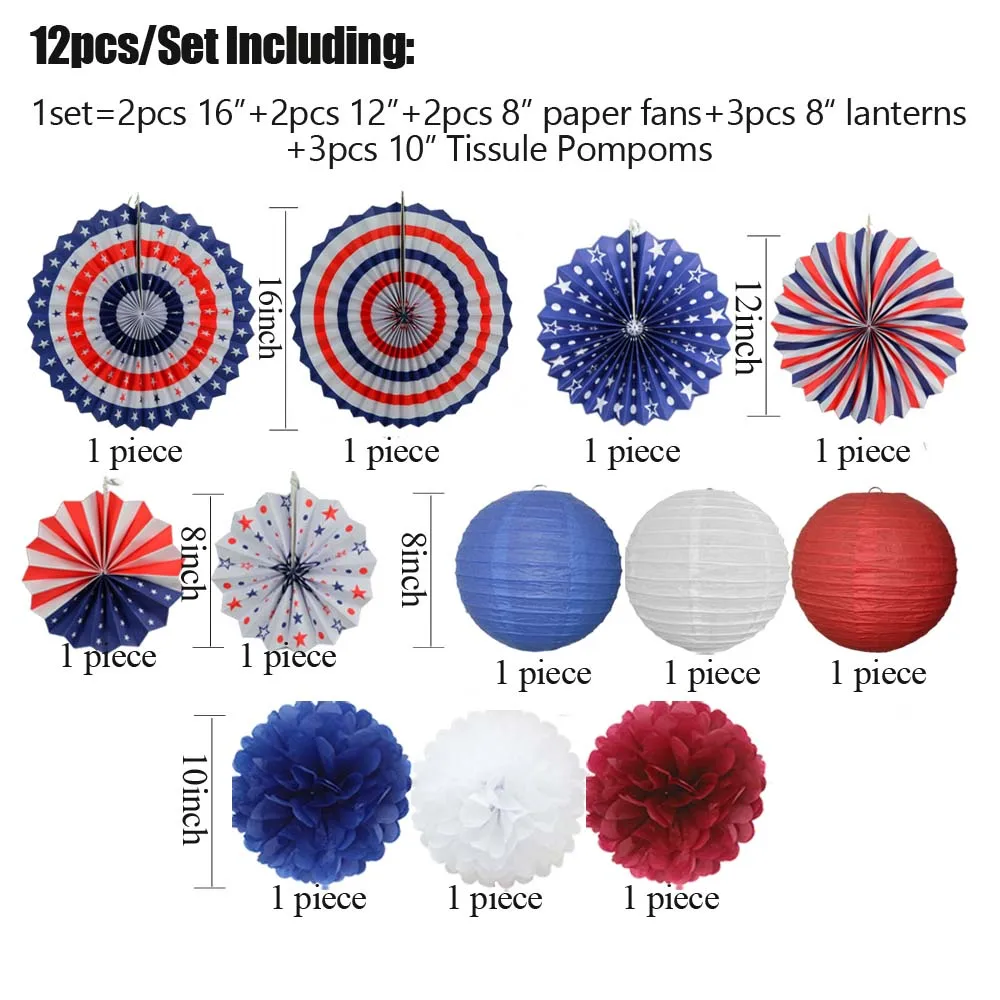 Description Picture 2 of itemPink Blue Purple Set Baby Boy Girl Baptism Party Favor Folding Round Paper Lantern Wedding Ceremony Decor 8" 12" Mixed Size Fans