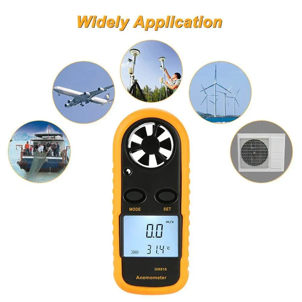 Anemômetro com Mark Medição de Velocidade do Vento Consumo de Energia Anpwoo Digital Baixo Gm816 1 Anpwoo gm816 digital anemômetro com mark medição
