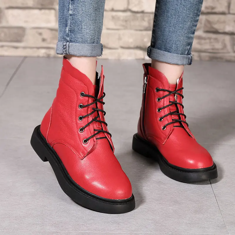 

SWONCO Handsome Red Ankle Boots Women Casual Shoes High Top 2019 Winter Plush Fur Warm Snow Boots For Women Side Zipper Boot