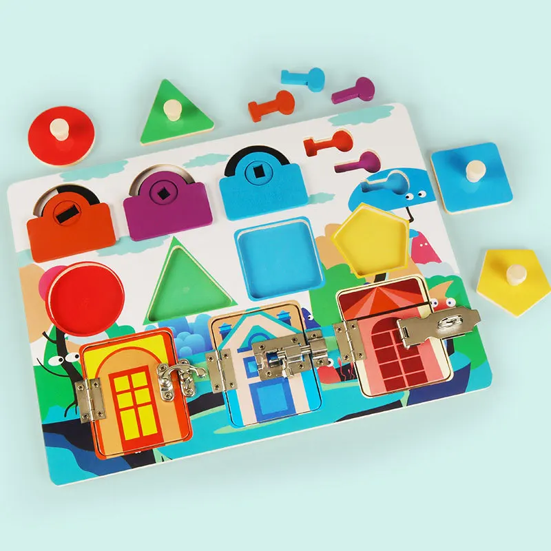 Puzzles Montessori Wooden Lock Color Matching Toys Hand Grab Boards Jigsaw Baby Early Educational For Kids Gift | Игрушки и хобби