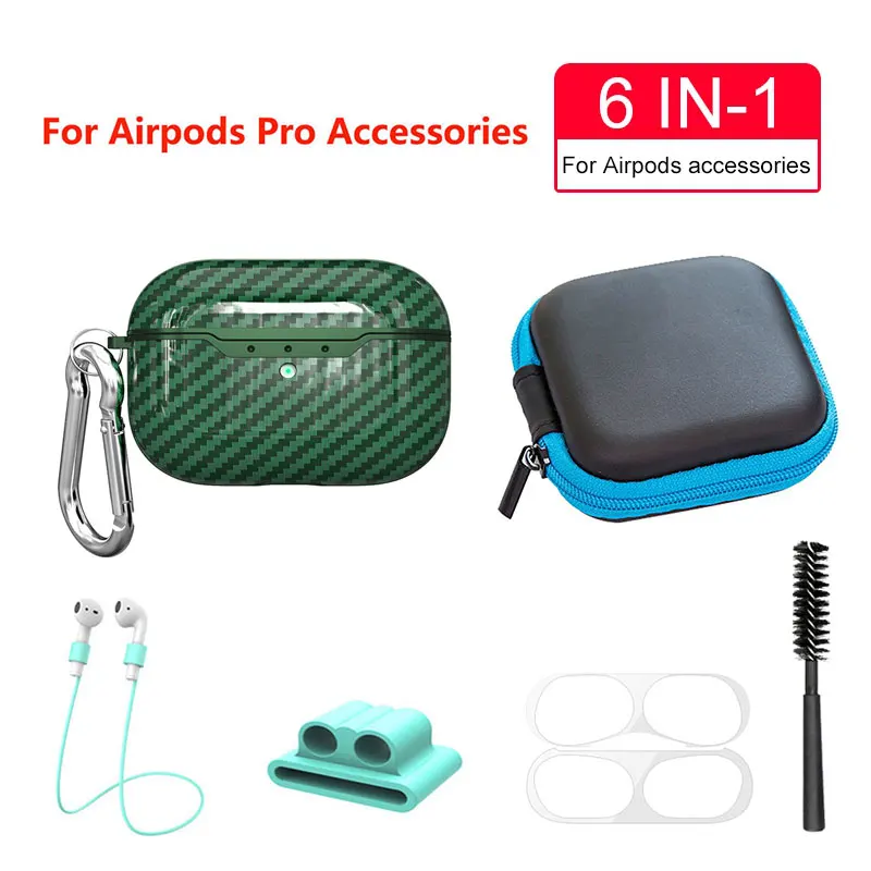 Style 12 6 в 1 чехол для Airpods Pro силиконовый чехол для Airpods Pro i100000 tws металлическая наклейка наушники гарнитура щетка для чистки - Цвет: Style 12